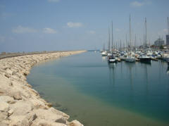 Herzliya Marina with yacht